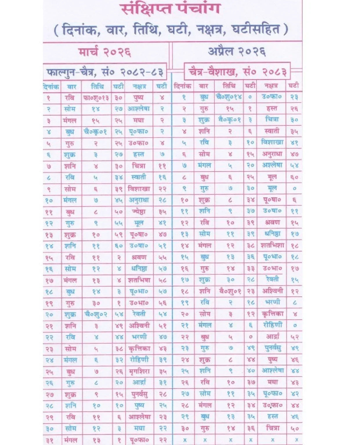 Gita Dainandini 2026 | Daily Diary with Panchang - Dharmkshetra | धर्मक्षेत्र