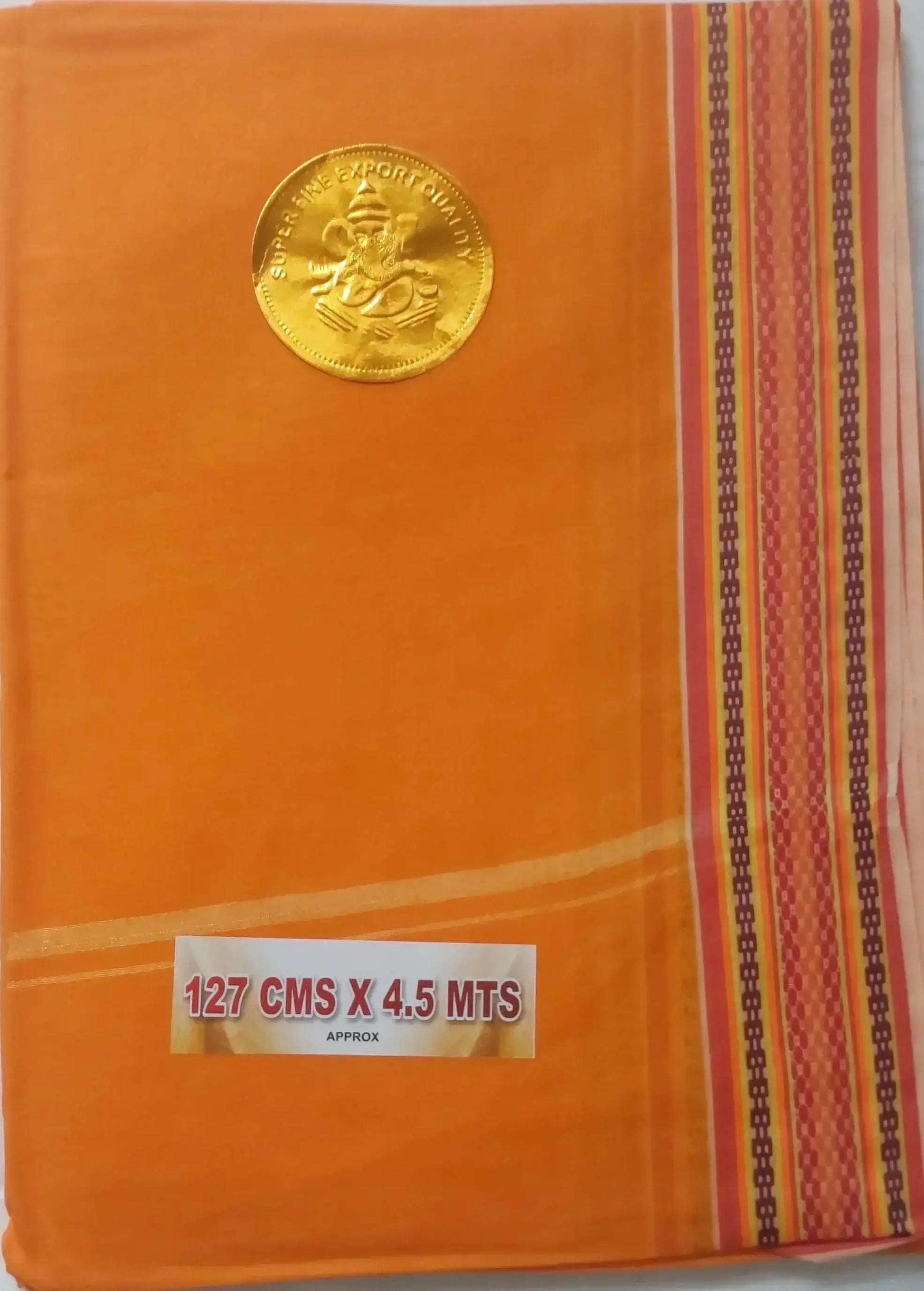 Cotton Dhoti Orange - Traditional Men’s Wear | 4.5 meters - Dharmkshetra | धर्मक्षेत्र