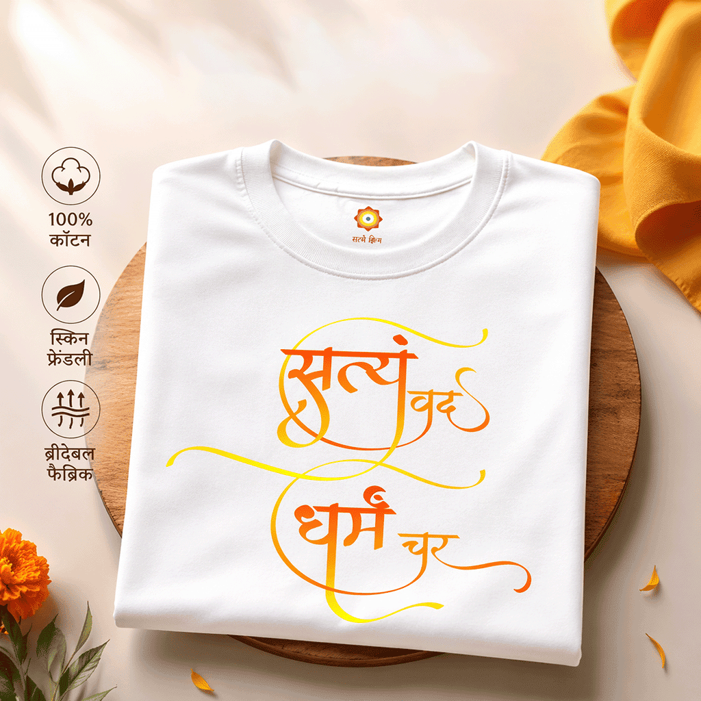 'सत्यं वद धर्मं चर' Quote Printed T-Shirt