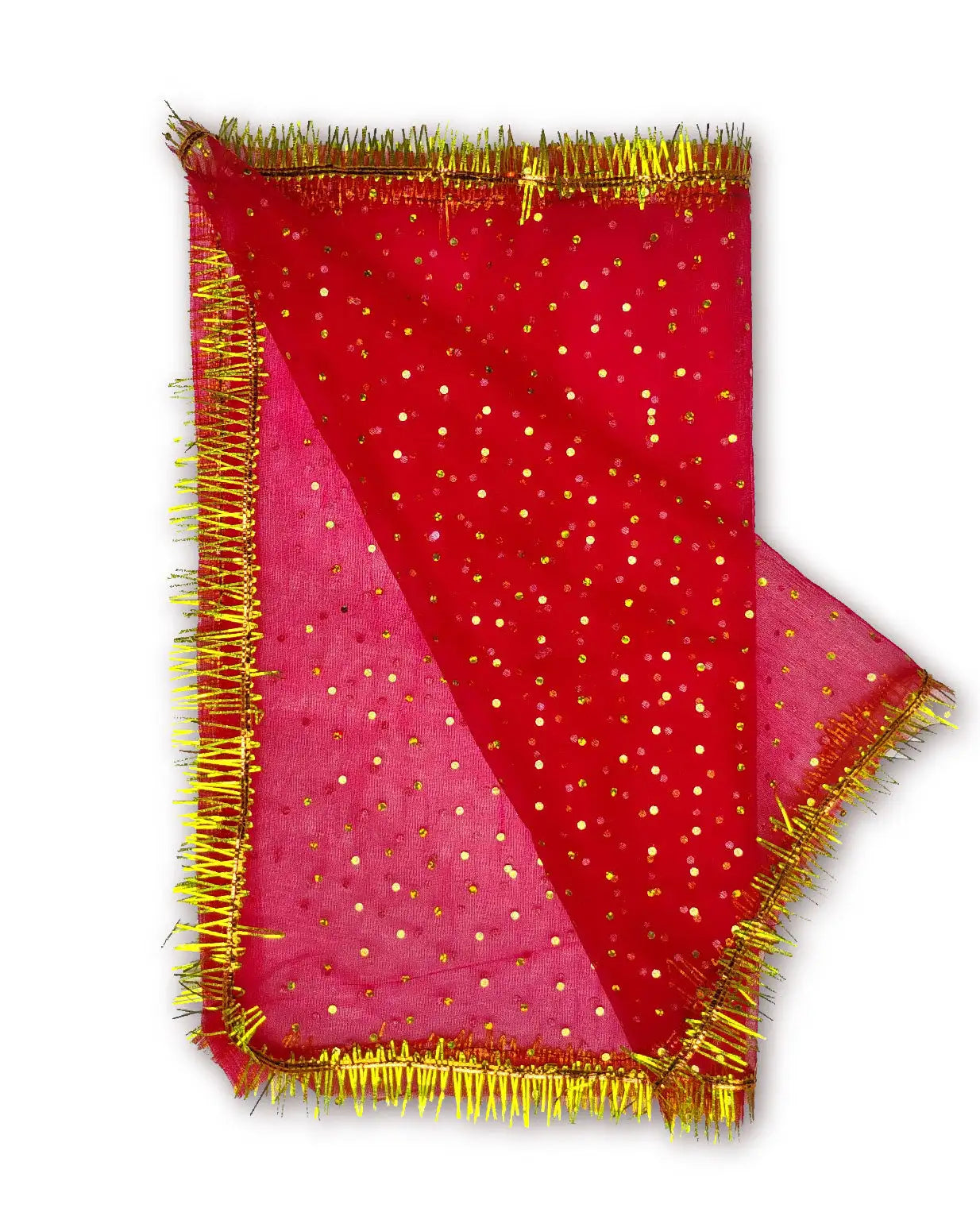 Mata Ji Chunni red with golden border – detailed image showing fabric and design