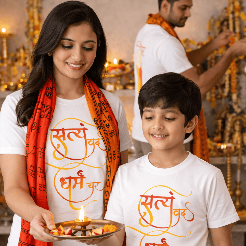 'सत्यं वद धर्मं चर' Quote Printed T-Shirt